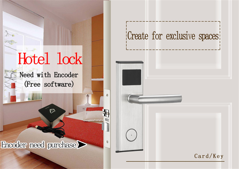 Hot Sale M1 Card Hotel RFid Card electronic keyless deadbolt combo Key Door lock Hotel lock manufacturers Card Reader Door Lock (7)